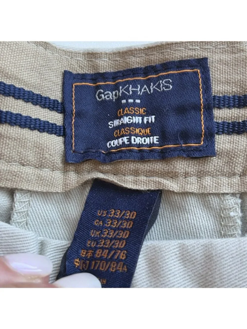 Gap Khakis Straight Fit Men's 33X30 Beige Flat Front 100% Cotton Preppy Office